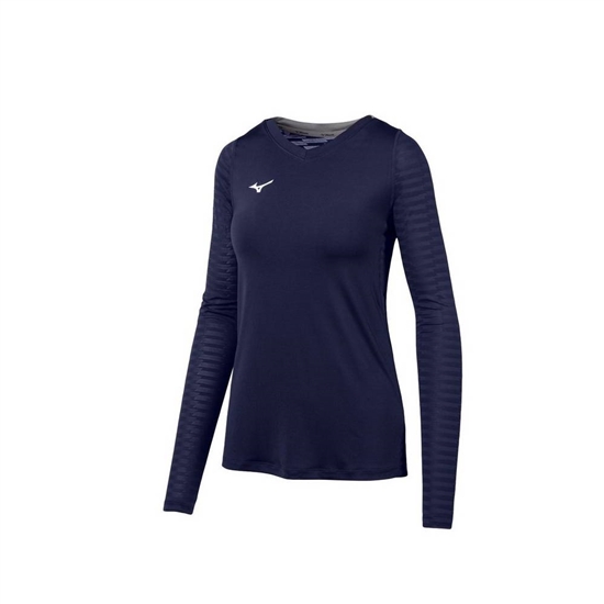 Mizuno United Long Sleeve Jersey Női Sötétkék | BFRE-29074