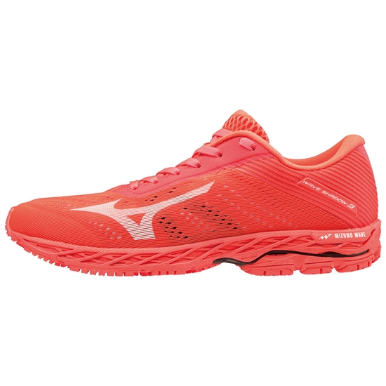 Mizuno WAVE SHADOW 3 Futócipő Női Korall / Fehér | WIKA-71420