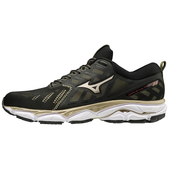 Mizuno WAVE ULTIMA 11 AMSTERDAM Futócipő Női Fekete / Arany / Fehér | BWIY-45826