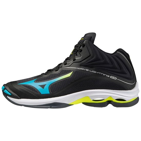 Mizuno Wave Lightning Z6 Mid Röplabda Cipő Női Fekete / Kék Türkiz / Sárga | KBCL-26154