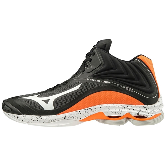 Mizuno Wave Lightning Z6 Mid Röplabda Cipő Női Fekete / Fehér / NarancsSárga | SJME-13792