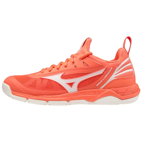 Mizuno Wave Luminous Röplabda Cipő Női Korall / Fehér | IKAZ-73102