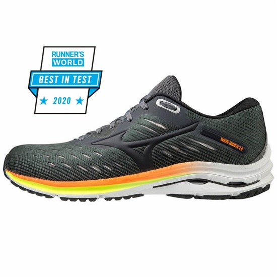 Mizuno Wave Rider 24 Futócipő Férfi MélyZöld / NarancsSárga | UHOV-53642