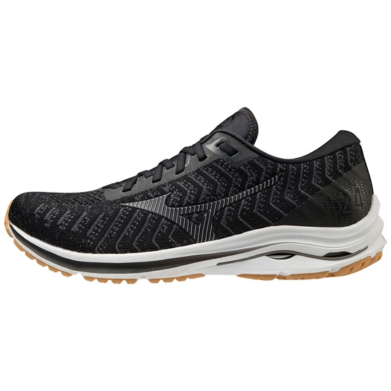 Mizuno Wave Rider 24 WAVEKNIT Futócipő Férfi Fekete / SötétSzürke | NYME-36915