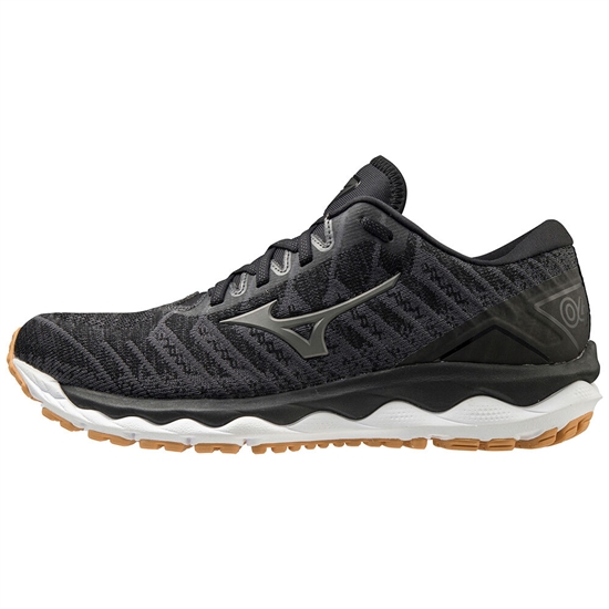 Mizuno Wave Sky 4 WAVEKNIT Futócipő Férfi Fekete / SötétSzürke | CSHB-49120